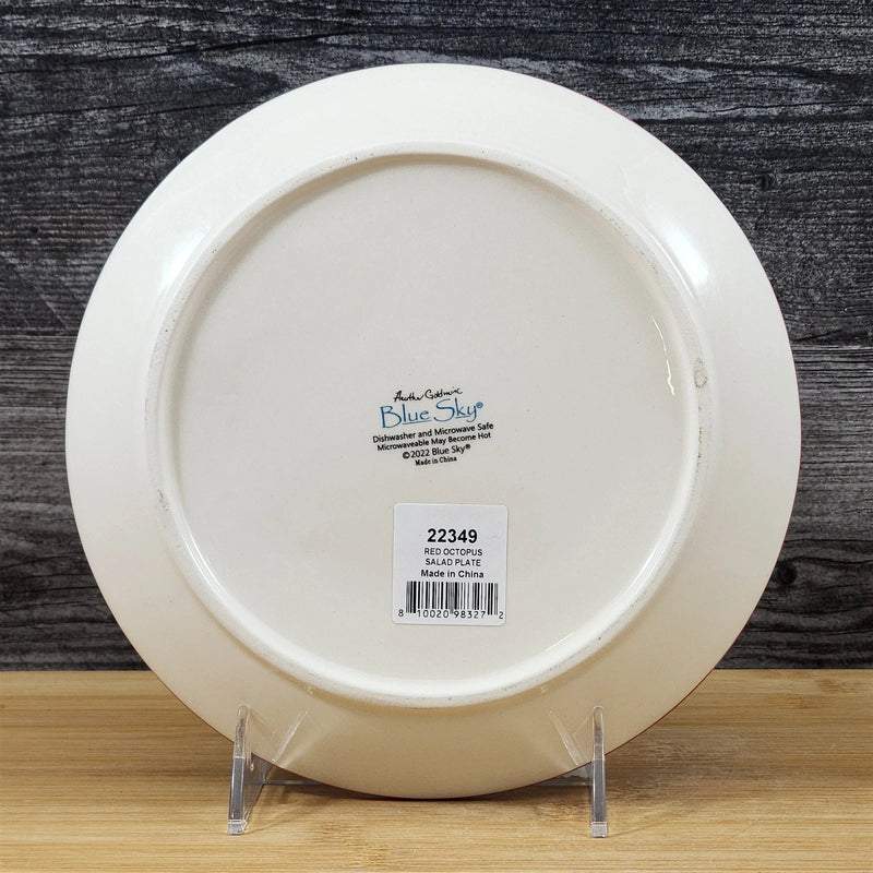 Load image into Gallery viewer, Octopus Salad Plate Embossed Ceramic 8" Serving Sea Nautical Blue Sky Goldminc
