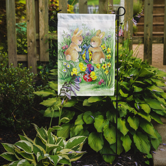 Brown Easter Bunnies with Eggs Garden Flag - Outdoor Decorative Yard Flag