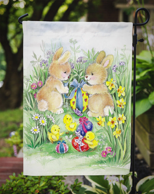 Brown Easter Bunnies with Eggs Garden Flag - Outdoor Decorative Yard Flag
