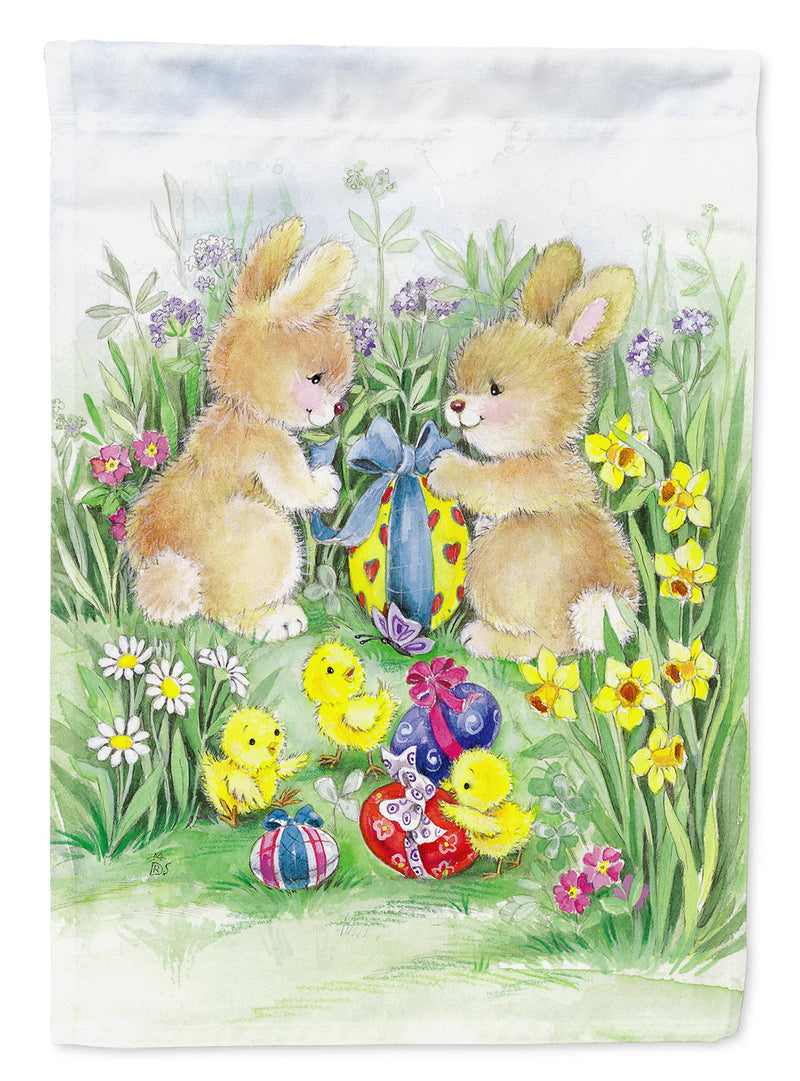 Load image into Gallery viewer, Brown Easter Bunnies with Eggs Garden Flag - Outdoor Decorative Yard Flag
