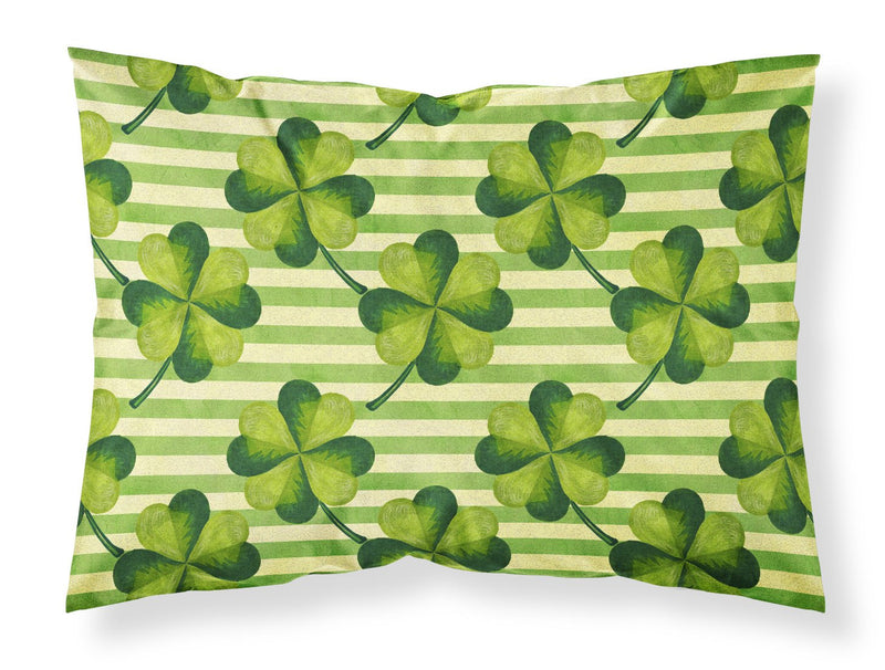 Load image into Gallery viewer, Watercolor Shamrock Stripes Fabric Standard Pillowcase – Artistic Decorative Front, White Back BB7557PILLOWCASE
