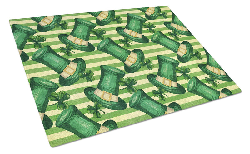 Load image into Gallery viewer, Watercolor St Patrick's Day Leprechaun Hat Glass Cutting Board
