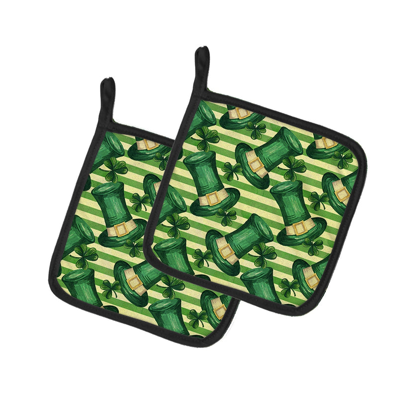 Load image into Gallery viewer, Watercolor St Patrick's Day Leprechaun Hat Potholders Set
