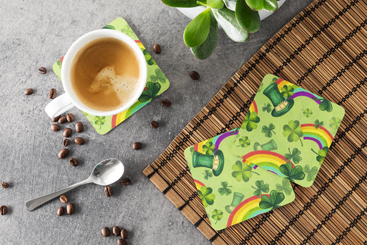Watercolor St Patrick's Day Lucky Leprechaun Foam Coaster