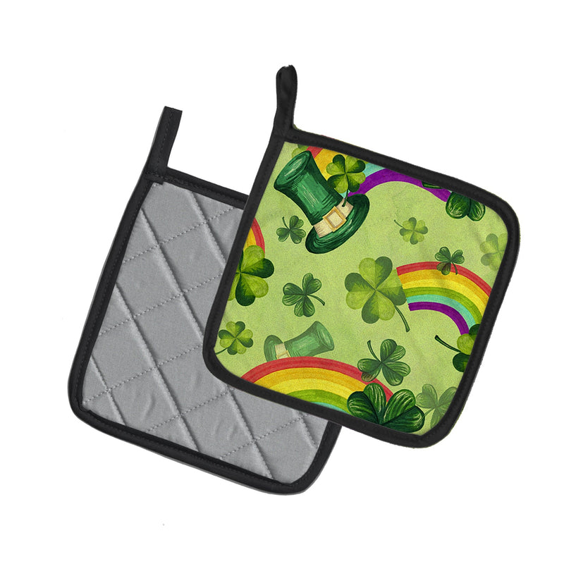 Load image into Gallery viewer, Watercolor St Patrick’s Day Leprechaun Potholders Set
