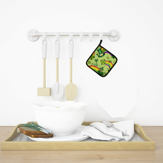 Watercolor St Patrick’s Day Leprechaun Potholders Set