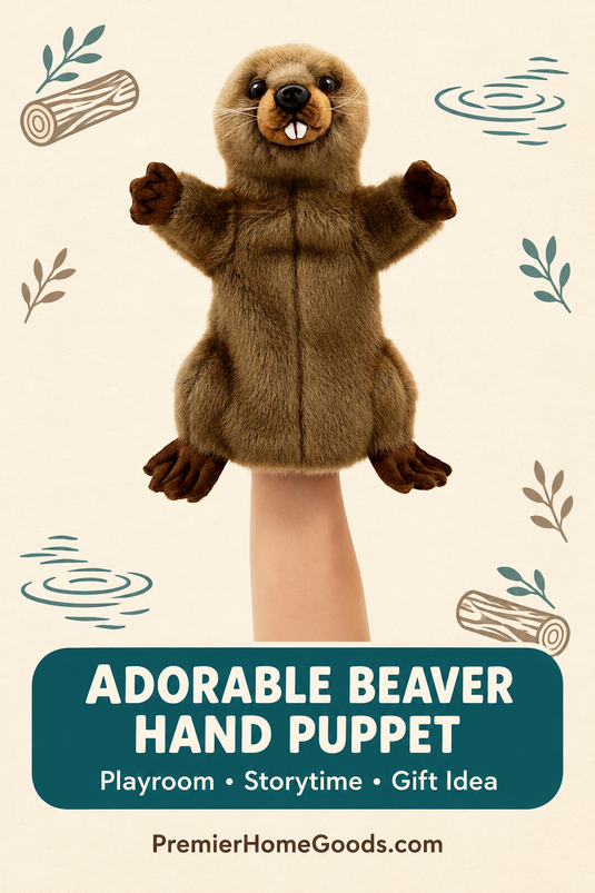 Beaver Hand Puppet Full Body Doll Hansa Real Looking Plush Animal Learning Toy
