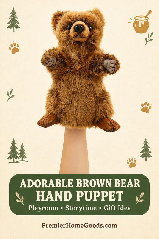 Brown Bear Hand Puppet Fully Body Doll by Hansa Real Looking Plush Learning Toy