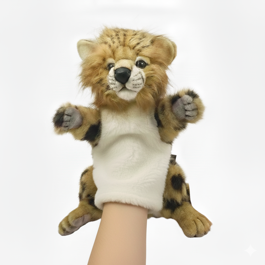 Cheetah Hand Puppet & Book Set Animal Educational Reading Imaginative Play Hansa