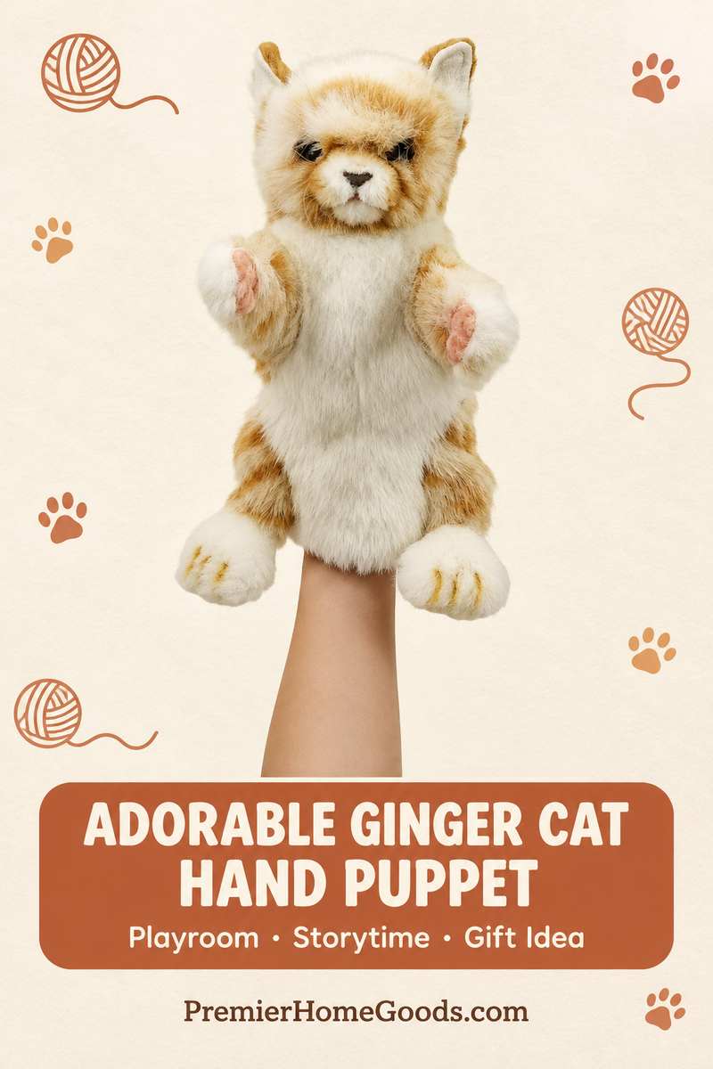 Load image into Gallery viewer, Ginger Cat Hand Puppet Full Body Doll Hansa Realistic Look Animal Learning Toy
