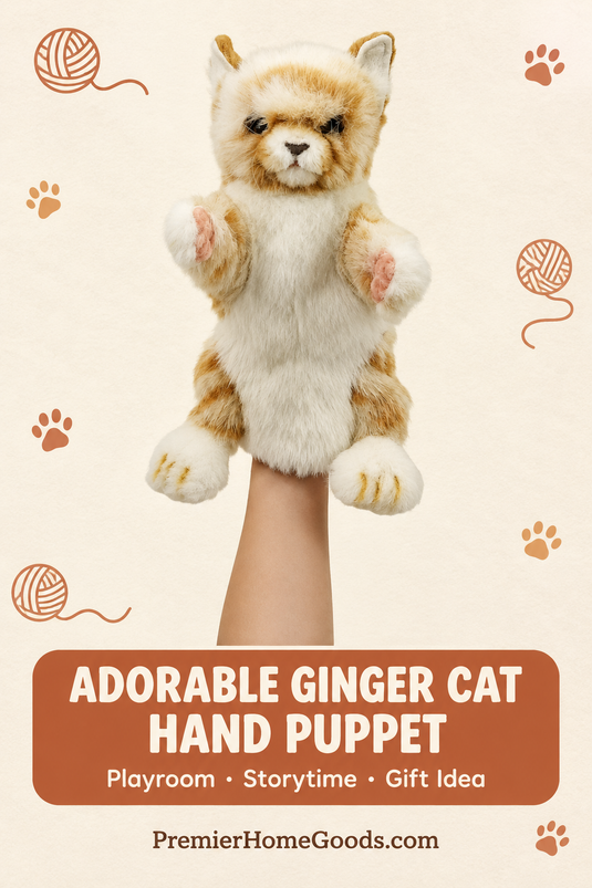 Ginger Cat Hand Puppet Full Body Doll Hansa Realistic Look Animal Learning Toy