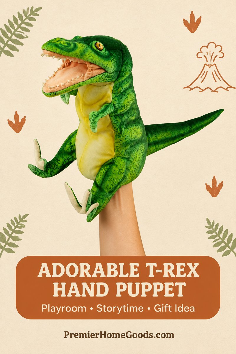 Load image into Gallery viewer, T Rex Neon Green Dinosaur Hand Puppet Doll Hansa Real Looking Plush Learning Toy
