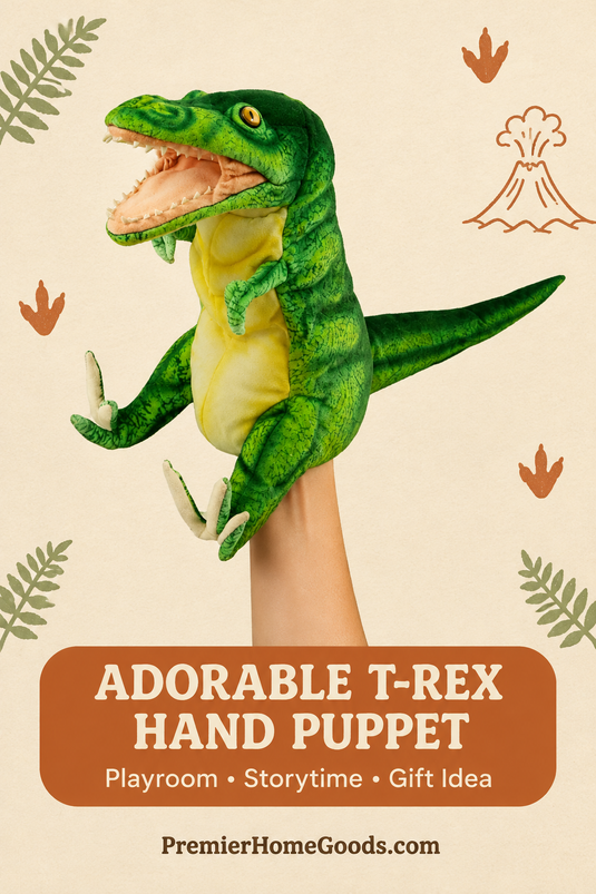 T Rex Neon Green Dinosaur Hand Puppet Doll Hansa Real Looking Plush Learning Toy