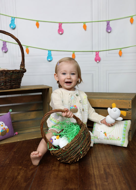 Easter Garland – Bright Bunny and Carrot Crochet Garland, 7ft Spring Décor, 100% Cotton, Handmade in Armenia
