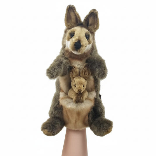 Kangaroo Full Body Hand Puppet Doll Hansa Real Looking Plush Animal Learning Toy