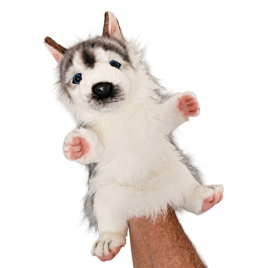 Husky Dog Hand Puppet by Hansa True to Life Looking Plush Animal Learning Toy