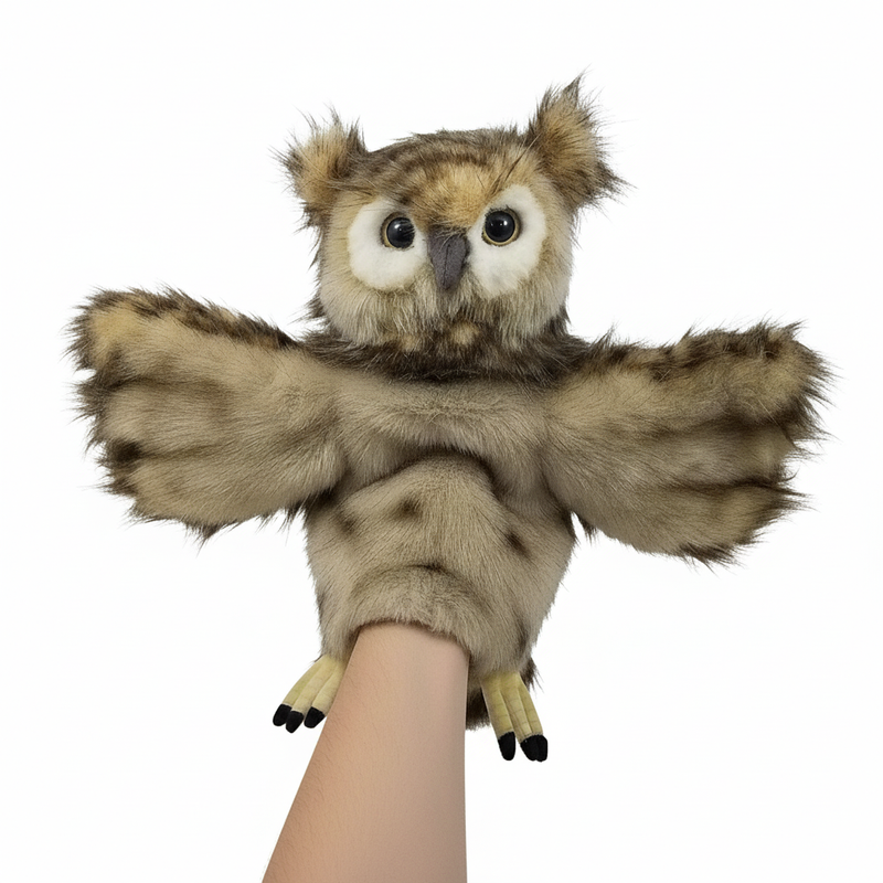 Load image into Gallery viewer, Owl Full Body Hand Puppet doll by Hansa Real Looking Plush Animal Learning Toy
