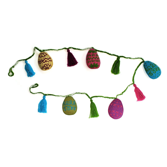 Easter Egg Garland Bright Springtime Colors Handmade Knitting in Peru