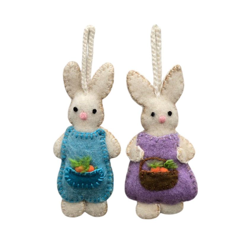 Load image into Gallery viewer, Easter Bunny Spring Colorful Ornaments Decor- Set of 2 Handmade Knitted in Peru

