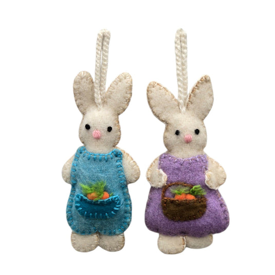 Easter Bunny Spring Colorful Ornaments Decor- Set of 2 Handmade Knitted in Peru