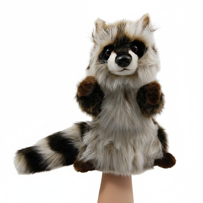 Load image into Gallery viewer, Raccoon Hand Puppet &amp; Book Set Animal Educational Reading Imaginative Play Hansa
