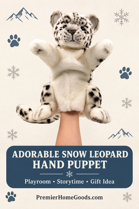 Snow Leopard Hand Puppet by Hansa True to Life Soft Plush Animal Learning Toy