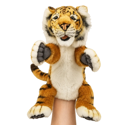 Tiger Hand Puppet Full Body Doll Hansa Real Looking Plush Animal Learning Toy
