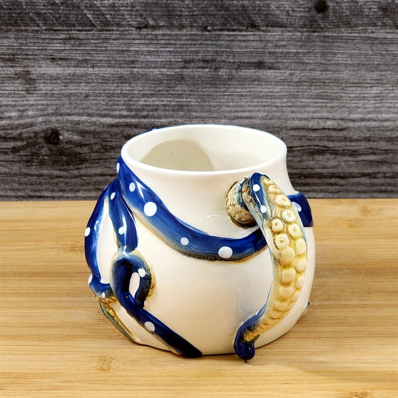 Load image into Gallery viewer, Blue Octopus Coffee Mug 3D Ceramic Embossed Tea Cup by Blue Sky Goldminc
