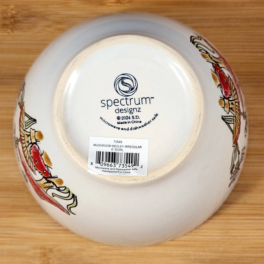 Mushroom Bowl Server Soup Cereal 6 inch (15cm) Floral Ceramic Dish by Blue Sky