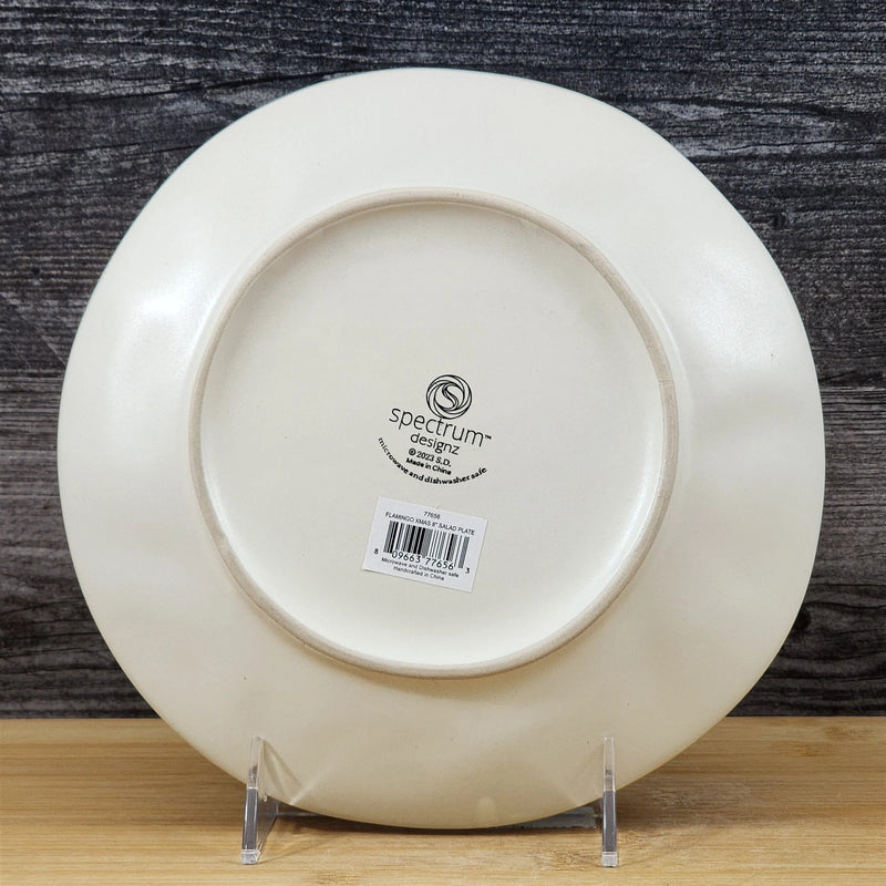 Load image into Gallery viewer, Pink Flamingo Salad Plate Whimsical Christmas Tree Holiday Ceramic Blue Sky 8"
