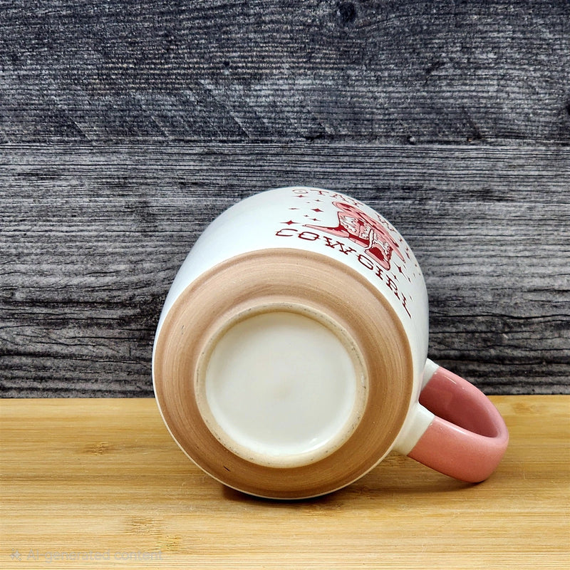 Load image into Gallery viewer, Country Western Coffee Mug Pink Wild Cowgirl Ceramic Tea Cup Blue Sky 18oz
