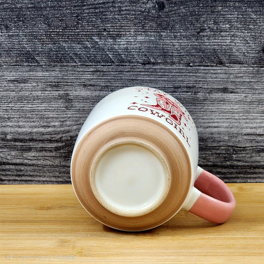 Country Western Coffee Mug Pink Wild Cowgirl Ceramic Tea Cup Blue Sky 18oz