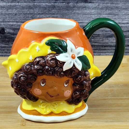 Orange Blossom Coffee Mug 3D Ceramic Girl Face Floral Tea Cup Blue Sky Goldminc