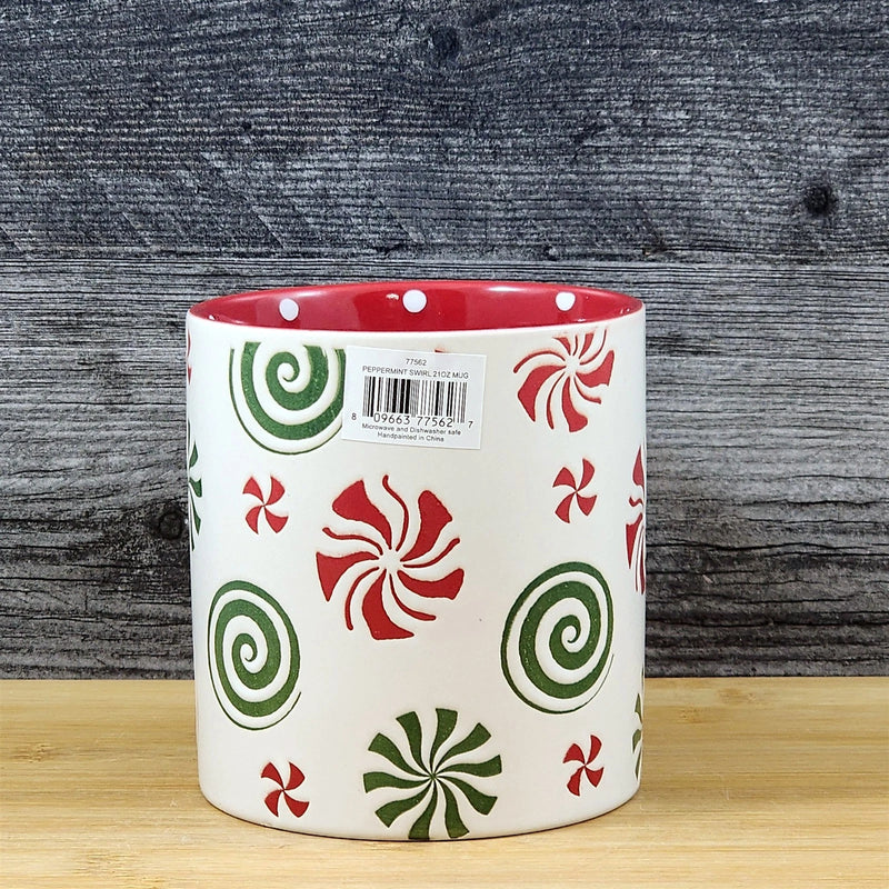 Load image into Gallery viewer, Peppermint Candy Christmas Holiday Coffee Mug Ceramic Cup Red 21oz Blue Sky
