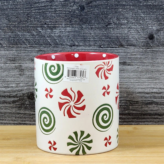 Peppermint Candy Christmas Holiday Coffee Mug Ceramic Cup Red 21oz Blue Sky