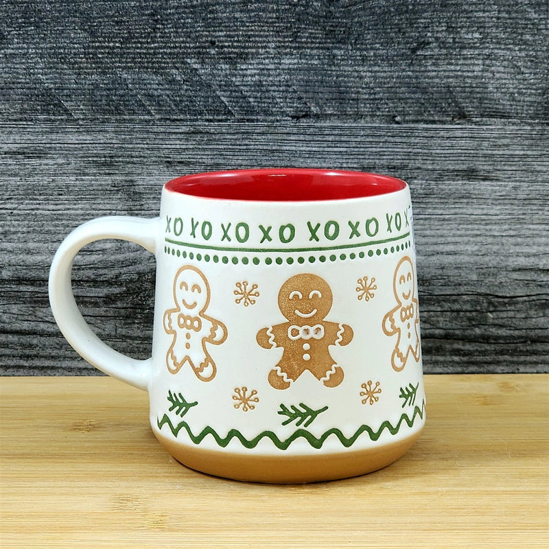 Load image into Gallery viewer, Gingerbread Man Christmas Coffee Mug Ceramic Holiday Cup Red Green 18oz Blue Sky
