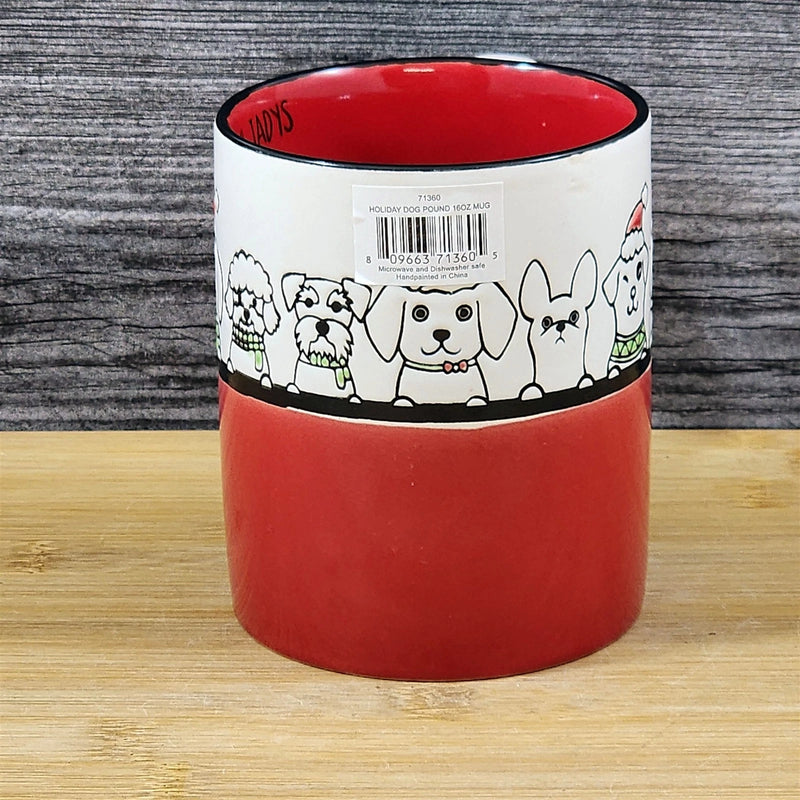 Load image into Gallery viewer, Christmas Dogs in Santa Hats Ceramic Mug Blue Sky Ceramic Embossed Tea Cup 16oz
