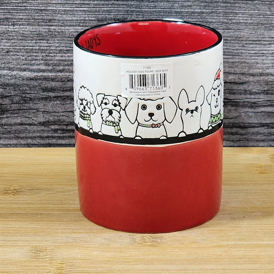 Christmas Dogs in Santa Hats Ceramic Mug Blue Sky Ceramic Embossed Tea Cup 16oz