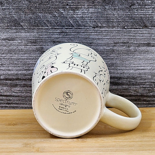 Cat Lover Coffee Mug Ceramic Tea Cup by Blue Sky Pastel Pink 18oz Embossed