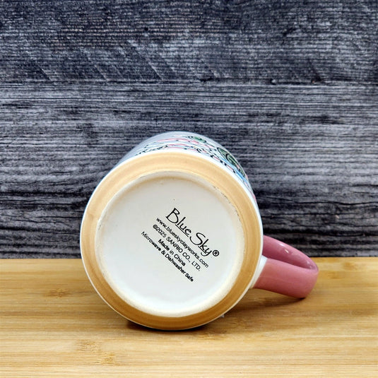 Hello Kitty Holiday Cactus Coffee Mug Ceramic Pink Tea Cup Blue Sky Embossed