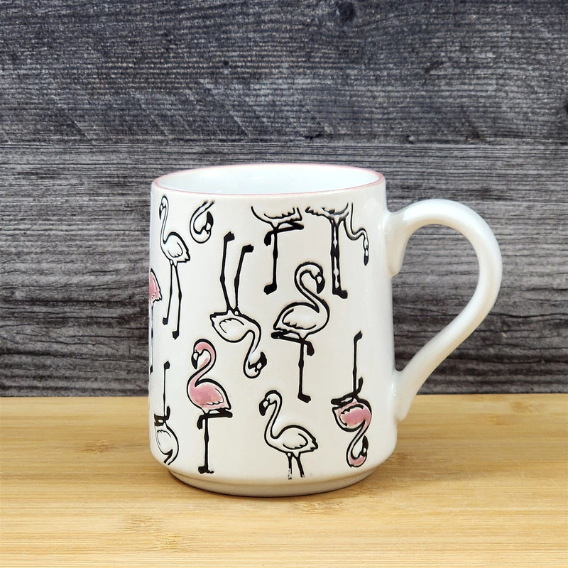 Load image into Gallery viewer, Tropical Flamingo Ceramic Coffee Tea Mug Pink Bird Embossed 18 oz Cup Blue Sky
