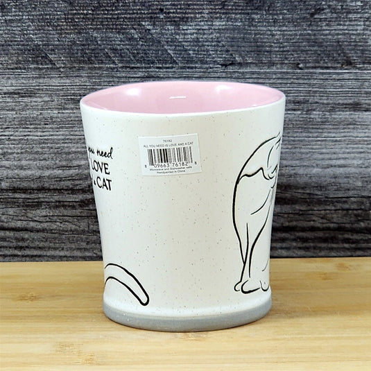 Cat Saying Coffee Mug Love Tea Cup Ceramic Pink Whimsical by Blue Sky 18oz