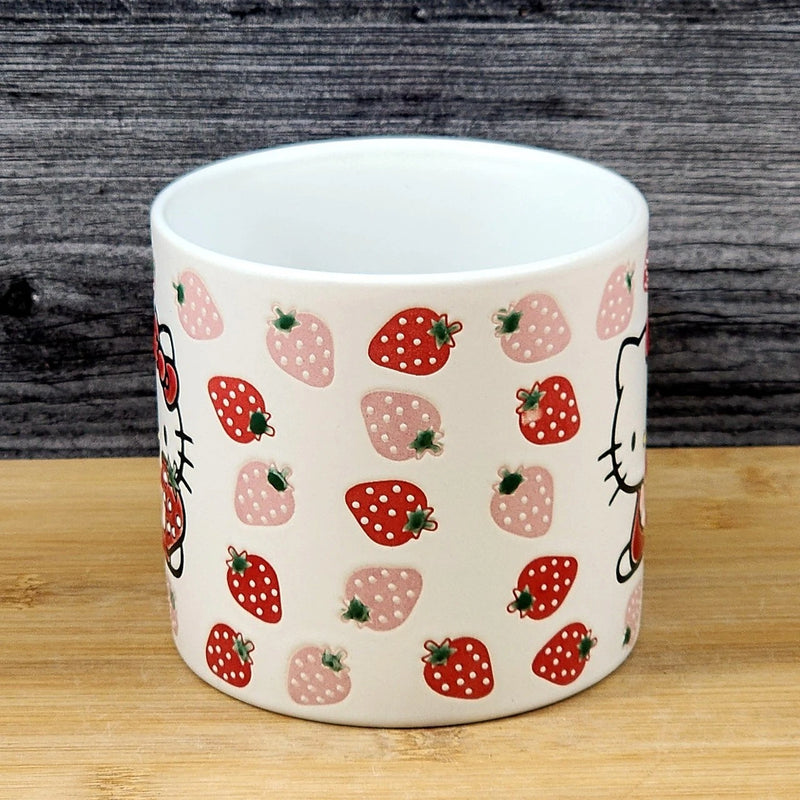 Load image into Gallery viewer, Hello Kitty Strawberry Coffee Mug Red Ceramic Tea Cup Blue Sky Embossed 18oz
