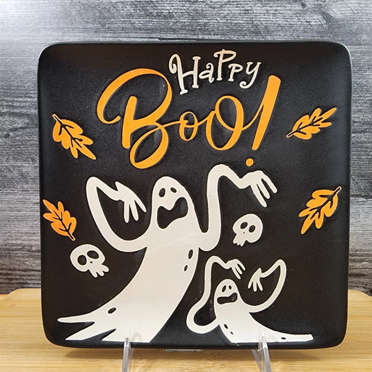 Halloween Happy Ghosts Square Ceramic Salad Plate 8