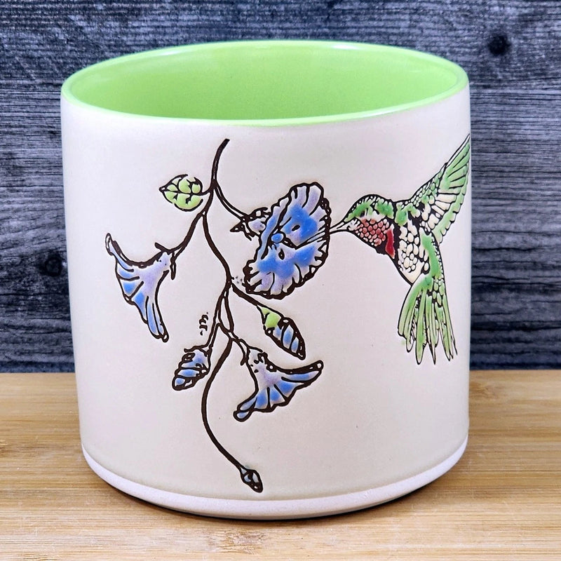 Load image into Gallery viewer, Hummingbird Planter Ceramic Utensil Organizer Herb Succulent Pot Blue Sky 5in
