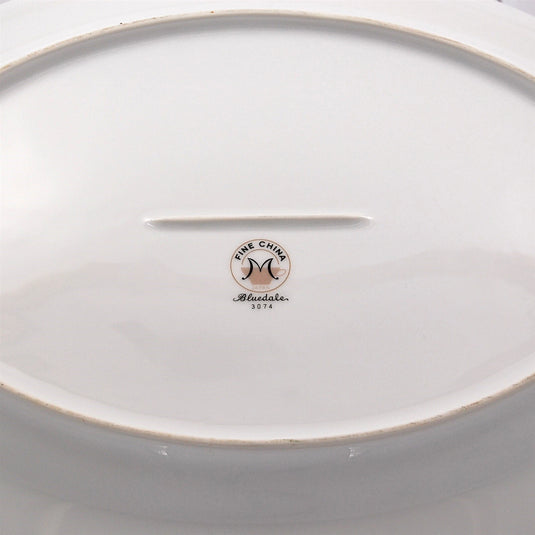 Bluedale Oval Serving Platter 10" Ceramic Blue White Flowers by Fine China Japan