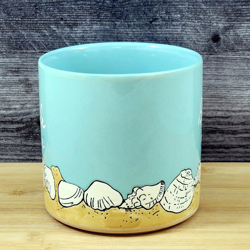 Load image into Gallery viewer, Planter Beach Shells Ceramic Utensil Organizer Herb Succulent Blue Sky 5in
