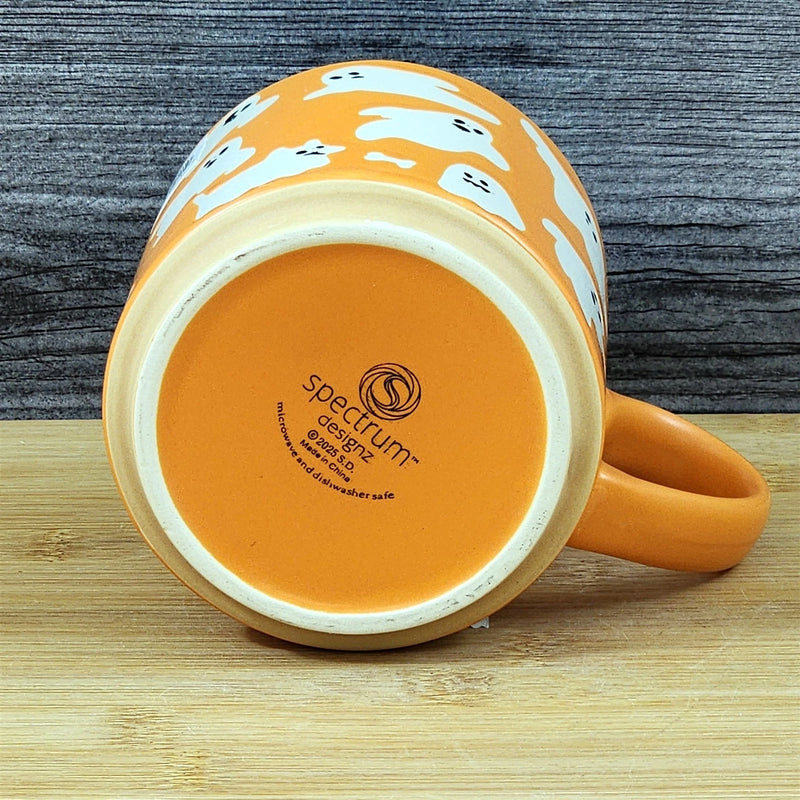 Load image into Gallery viewer, Halloween Ghost Mug Ceramic Coffee Tea Cup Orange Whimsical by Blue Sky 18oz
