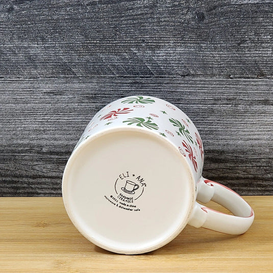 Peppermint Candy Holiday Coffee Mug Christmas Ceramic Cup Red 21oz Blue Sky