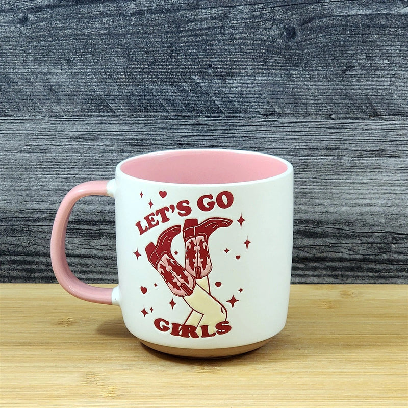 Load image into Gallery viewer, Country Western Coffee Mug Pink Southwest Cowgirl Ceramic Tea Cup Blue Sky 18oz
